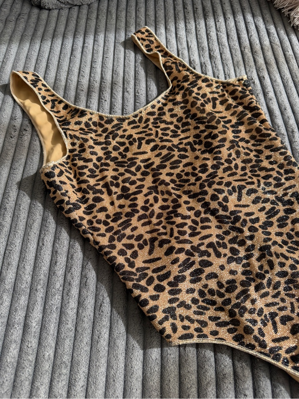 Oseree Leopard Print Tan and Black One-Piece Swimsuit